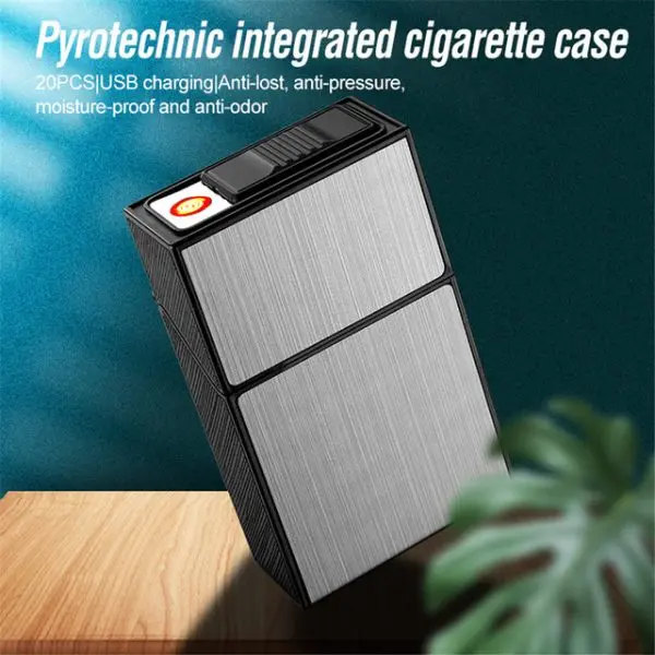 2-in-1-20-cigarette-case-with-rechargeable-usb-lighter-tungsten-flameless-electronic-lighter-portable-smoking-accessory-for-men-random-color - 3.webp