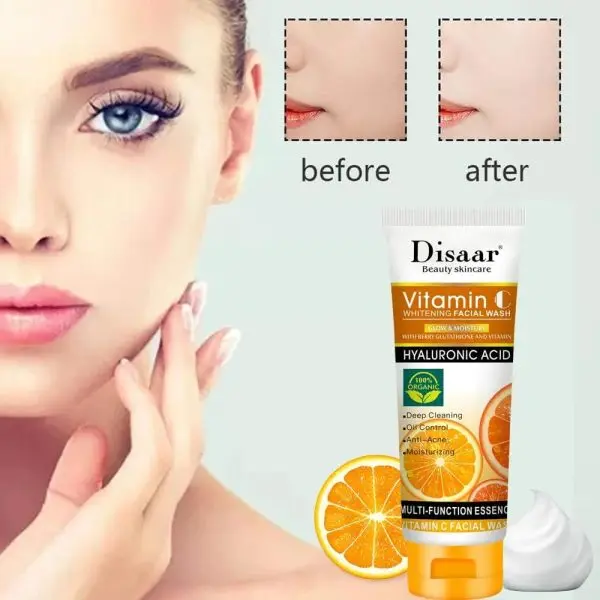 disaar-women-and-men-face-wash-natural-organic-vitamin-c-hyaluronic-acid-cleanser-whitening-face-wash-100g - 2.webp