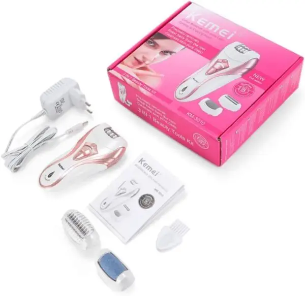 kemei-3-in-1-rechargeable-hair-remover-kemei-callus-remover-with-extra-lady-epilator-and-shaving-head-3-in-1 - 2.webp