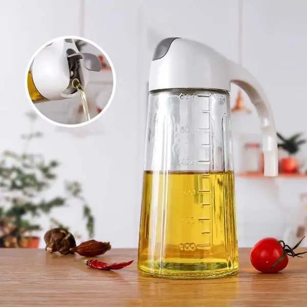 Glass Oil Bottle & Dispenser Jug Dual-purpose Oil Dispenser For Pouring And Spraying, High-pressure Sprayer For Even Oil Distribution 450ml (random Color)
