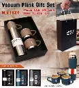 Stainless Steel Vacuum Flask Set – 500ml With 3 Cups (gift Box ) (random Color)