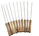 Barbecue Skewers Set – Stainless Steel Wood Handle Kabab Stick Bbq Kabob Sticks Pack Of 10