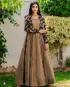 2 Pc Embroidered Round Neck Silk Maxi & Jacket