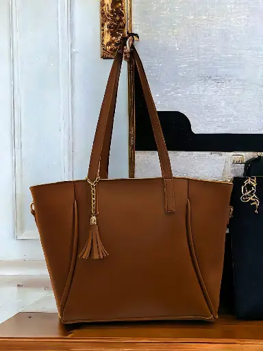 ZEN TOTE FULL BIG SIZE-LEATHER BROWN