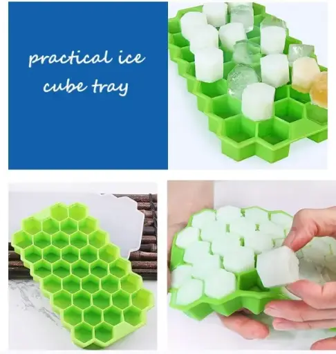 Silicone Ice Cube Tray 37 Grid Ice Cube Mold With Lid Honeycomb Ice Maker Reusable Ice Container For Whiskey Coffee Juice (random Color)