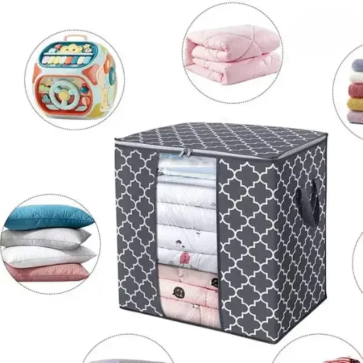 ( 1 Piece ) Storage Folding Bag Organizer, Cloth Storage Boxes For Wardrobe. (good Quality) ( Random Color )