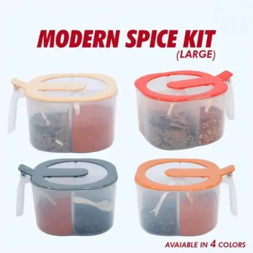 4 In 1 Modern Spice Kit, Partition Kitchen Seasoning Box, 4 Portions Spice Box With Free Spoon Modern Spice Kit – Spice Jar (random Color) ( Transparent)