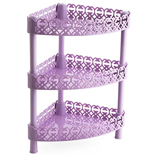 Three Layer Plastic Storage Shelves Rack Basket Corner Shelf Organizer Shelves ( Random Color )