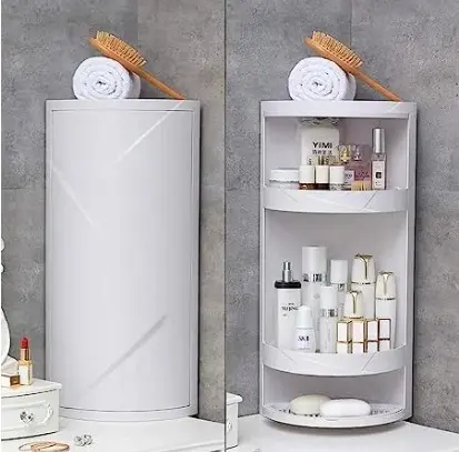360° Rotatable Corner Bathroom Storage Organizer Dustproof Cosmetic Cabinet(random Color)