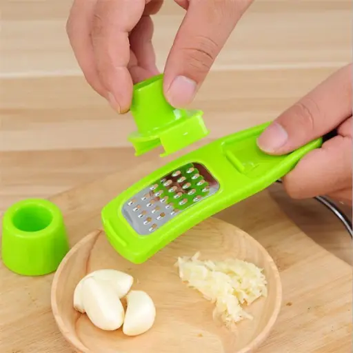 Garlic Press Grater Slicer Plastic Grinding Tool Kitchen Accessories(random Color )
