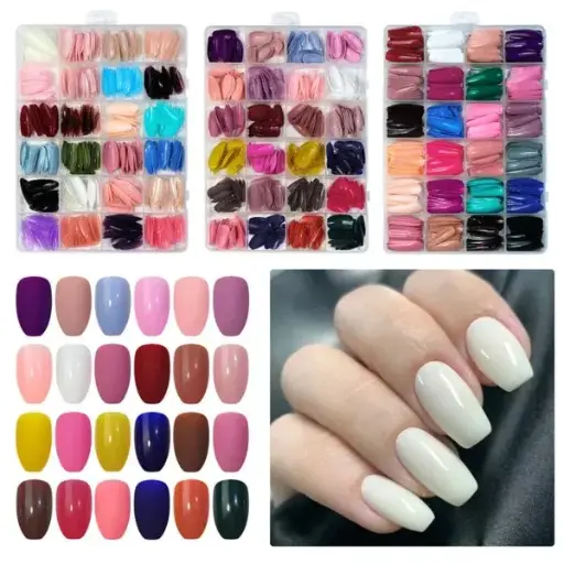 576 Pcs Box Colorful Artifical Nails Acrylic Full Cover Nail | Fake Nails | Fancy Artifical Nails | French Nails | Nails For Girls In Multicolours