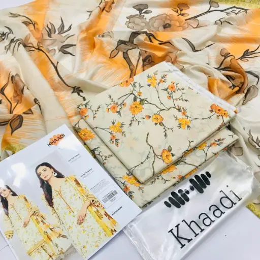 Khaadi Brand ✨ 3 Piece Digital Printed Lawn Unstitched Suit New Collection 2025 For Womens