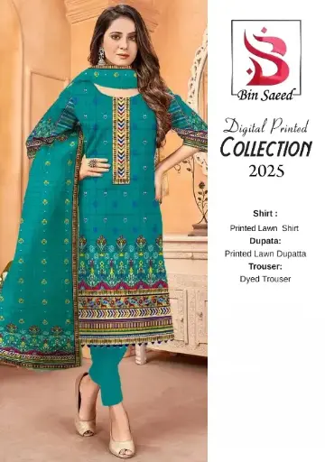 Bin Saeed ✨3 Piece Digital Printed Lawn Unstitched Suit New Collection 2025 For Womens