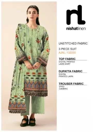 Nishat Linen 3 Piece Digital Printed Lawn Ladies Unstitched Suit New Collection