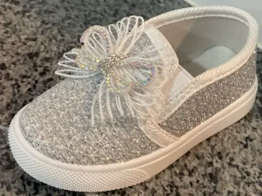 ( Grey ) Butterfly Loafers Style Baby Shoes | Fancy Baby Shoes | Shoes For Kids | Best Quality Fancy Shoes For Babies | Butterfly Loafer Design Shoes