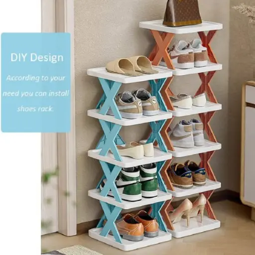 New Arrival Stackable Shoe Rack Multi-layer Storage Shoes Shelf Box Plastic Space Saving Cabinet Shoes Organizer For Entry (random Color)