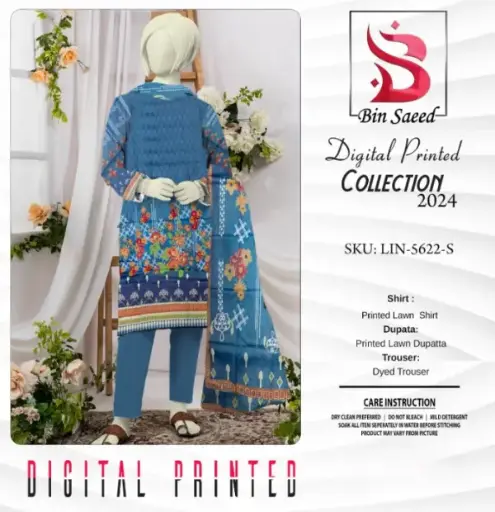 “bin Saeed Digital Printed Collection” 3pcs Lawn | Unstitched Collection Casual Wear