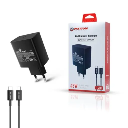 Maxon T-200 Super Fast 45w Type C Charger Best For Samsung Mobiles,45w Output,super Fast Charger,type C To C